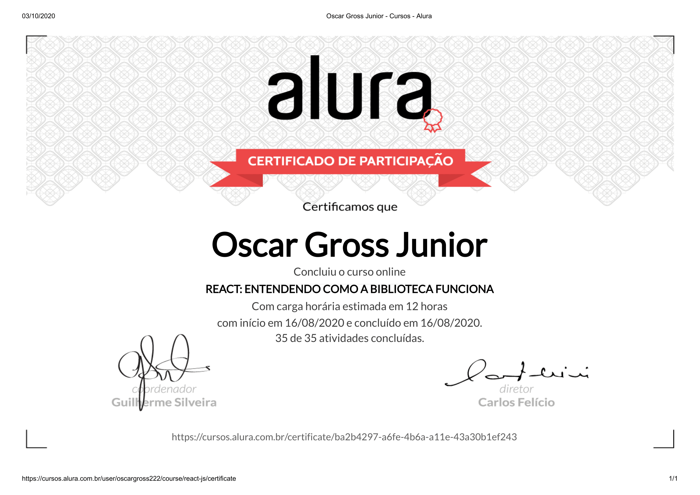 Certificado React