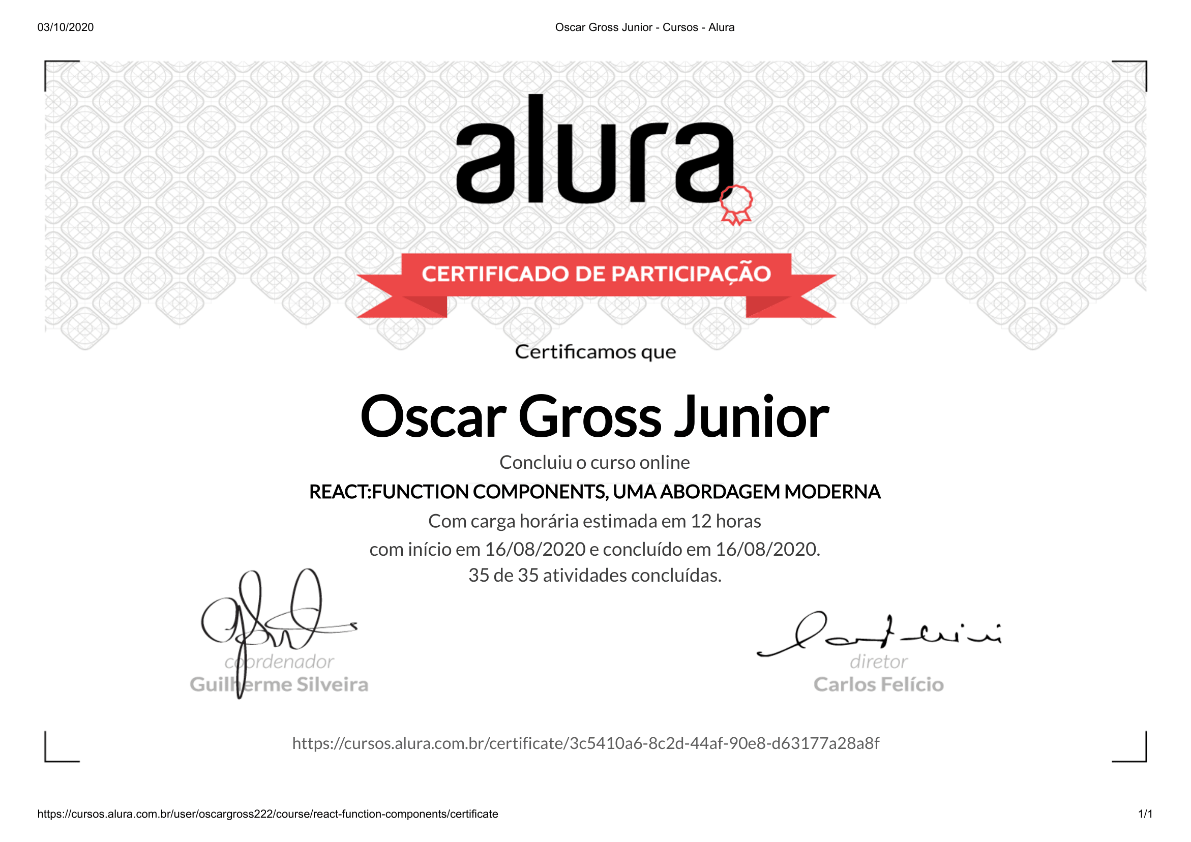 Certificado React