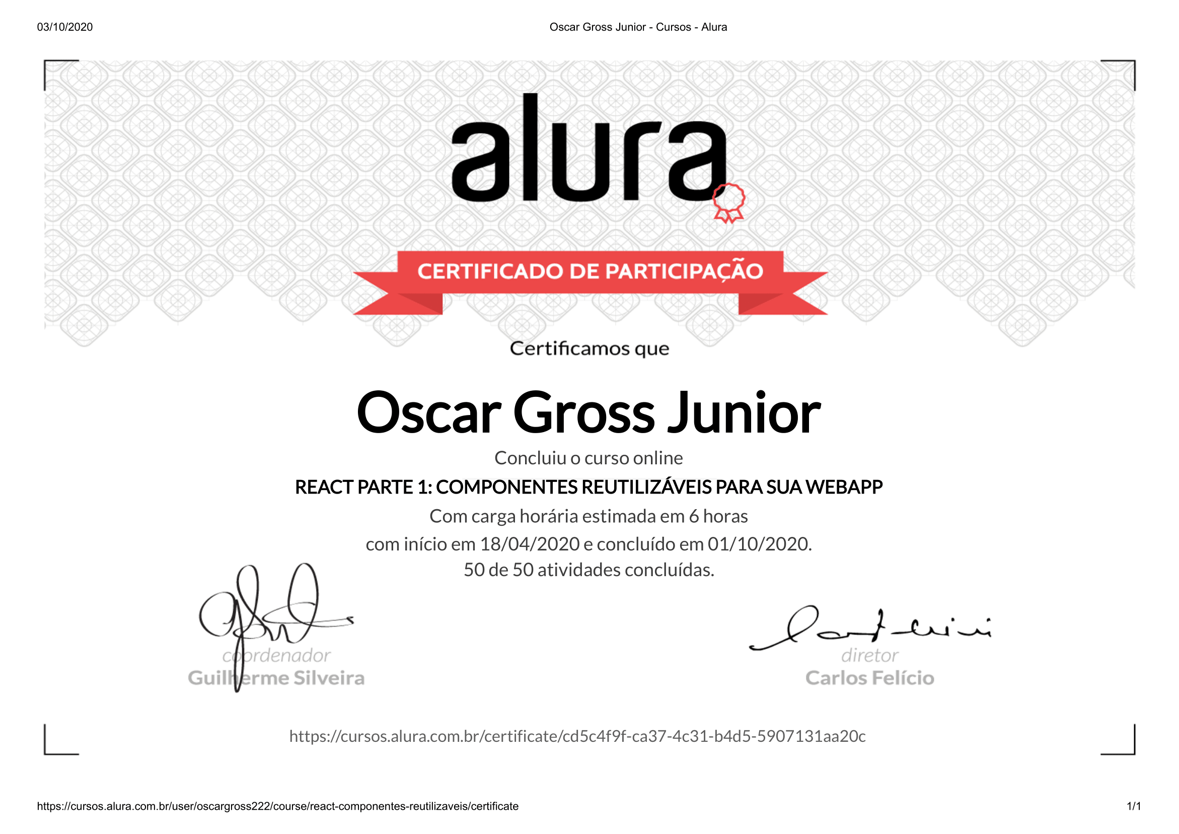 Certificado React