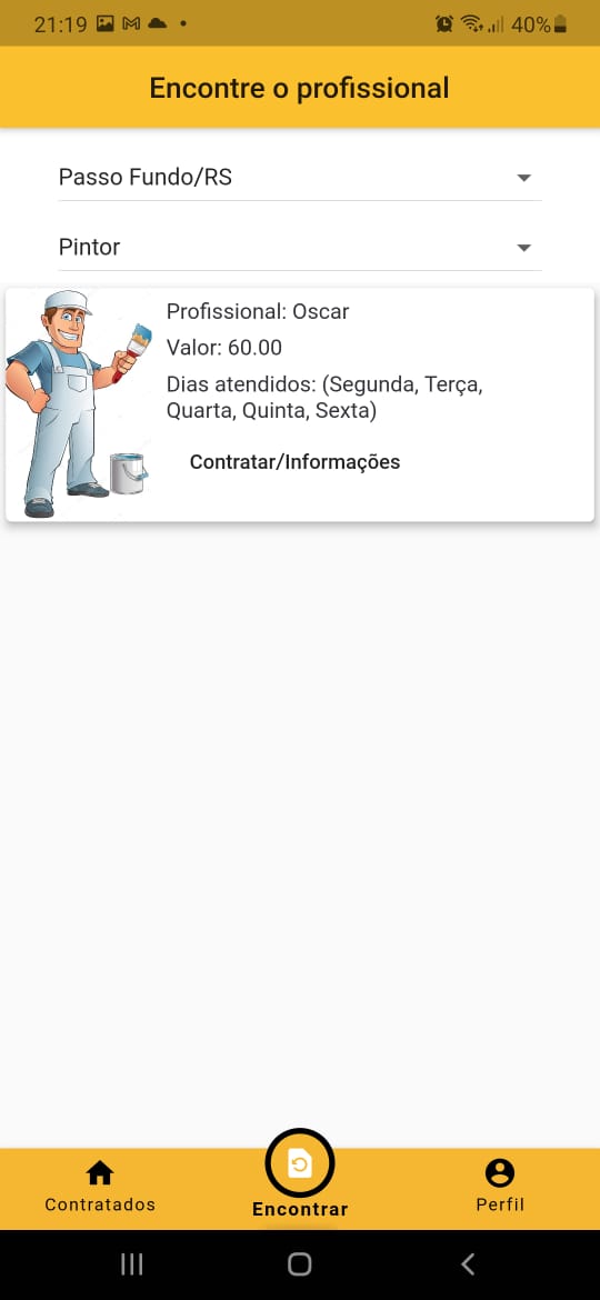 Print aplicação Flutter Serviços App
